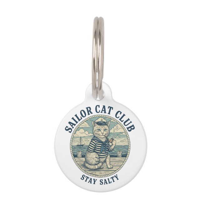 Placa Para Mascotas Sailor Cat Club (Anverso)