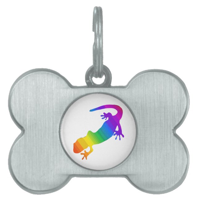 Placa Para Mascotas Salamandra rayada de arcoiris (Frente)