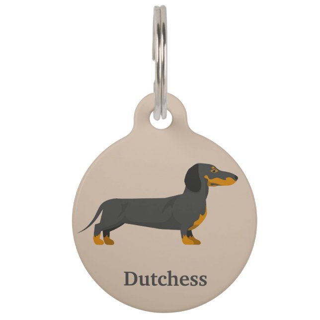 Placa Para Mascotas Salchicha Personalizado (Anverso)