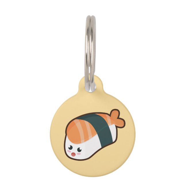 Placa Para Mascotas Salmones del nigiri de Kawaii (Anverso)