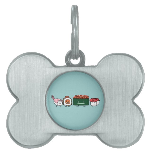 Placa Para Mascotas Salmones japoneses del camarón del sushi del arroz (Frente)