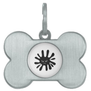 Placa Para Mascotas Salpicadura de pintura negra enfadada