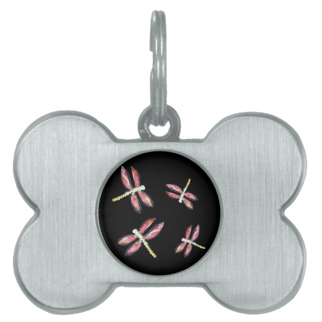 Placa Para Mascotas Saltamontes Dragón Bailarín Rosa (Frente)