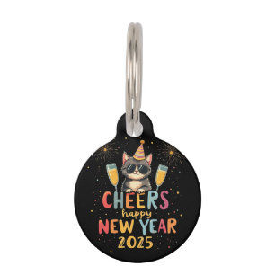 Placa Para Mascotas Saludos, Feliz Año Nuevo 2025 con estilo Personali
