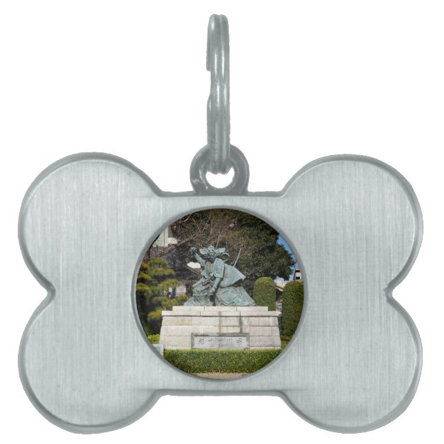 Placa Para Mascotas Samurai Kamakura Gongoro Kagemasa Kabuki Estatua (Frente)