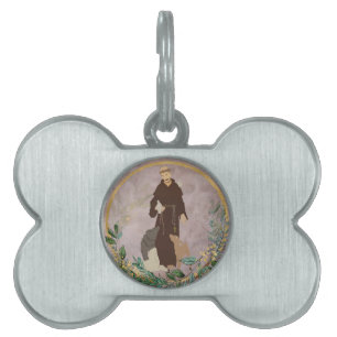 Placa Para Mascotas San Francisco de Asís, protector de Mascota de oro