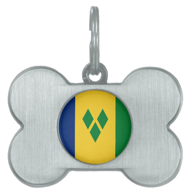 Placa Para Mascotas San Vicente y las Granadinas bandera Vincy (Frente)