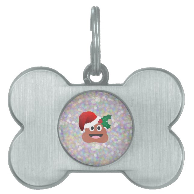 Placa Para Mascotas santa claus emoji (Frente)