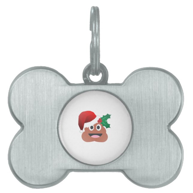 Placa Para Mascotas santa claus poop emoji (Frente)