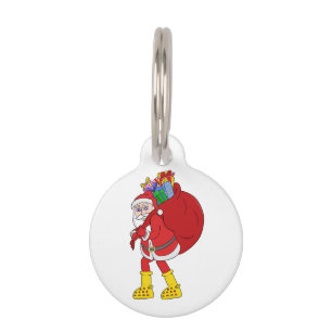 Placa Para Mascotas Santa Claus viste grandes botes amarillos