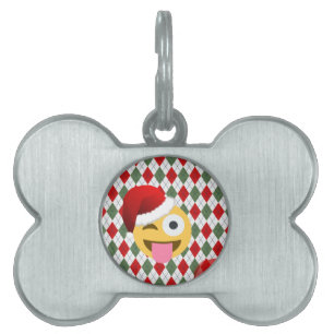 Placa Para Mascotas santa claus wink emoji