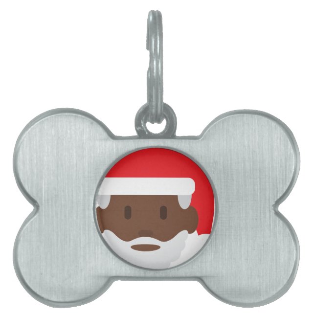 Placa Para Mascotas santa negro claus emoji (Frente)