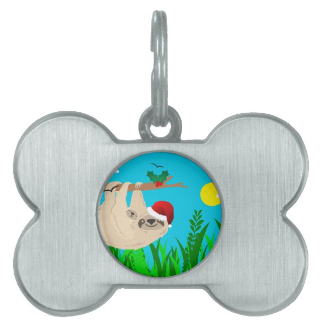Placa Para Mascotas santa sloth (Frente)