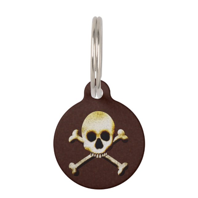 Placa Para Mascotas Scary Skull Y Crossbone Poison Halloween (Anverso)