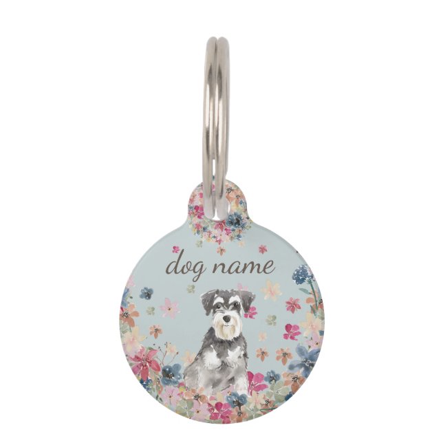 Placa Para Mascotas Schnauzer en miniatura Perro de tamaño pequeño (Anverso)