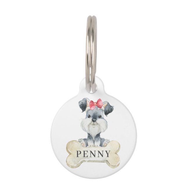Placa Para Mascotas Schnauzer Puppy Dog (Anverso)