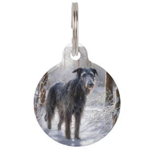 Placa Para Mascotas Scottish Deerhound Deja que nieve Navidad