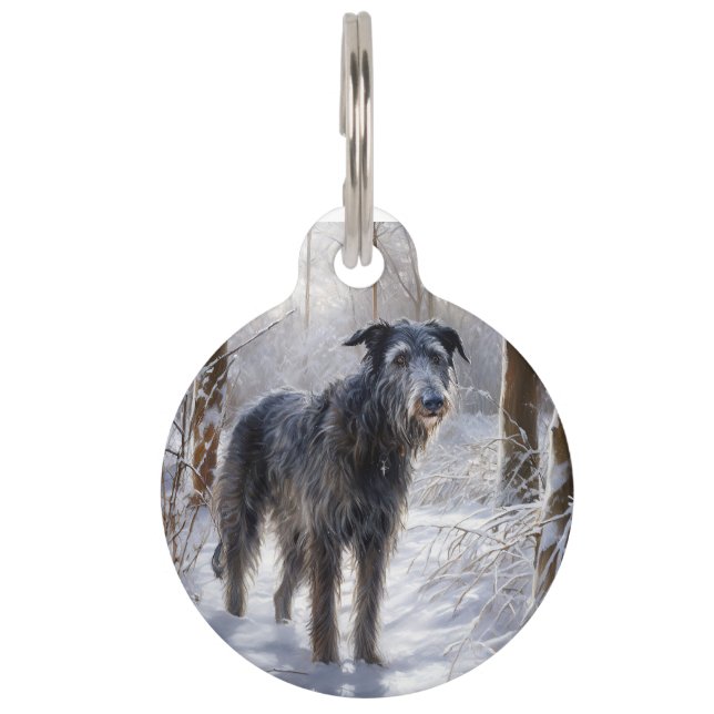Placa Para Mascotas Scottish Deerhound Deja que nieve Navidad (Anverso)