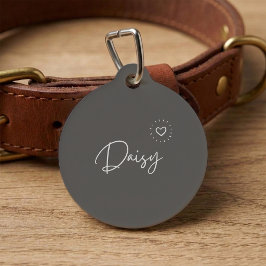 Placa Para Mascotas Script Mocha Marrón Perrito Personalizado