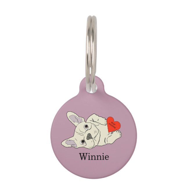 Placa Para Mascotas Sé mi San Valentín, perro (Anverso)