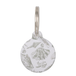 Placa Para Mascotas Seashell Soft Antique Art Beach Shells