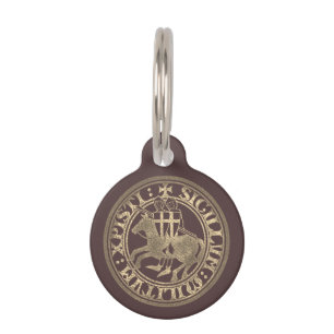 Placa Para Mascotas Sello de los Caballeros Templarios Dos Caballeros