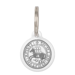 Placa Para Mascotas Sello de los Caballeros Templarios Dos Caballeros