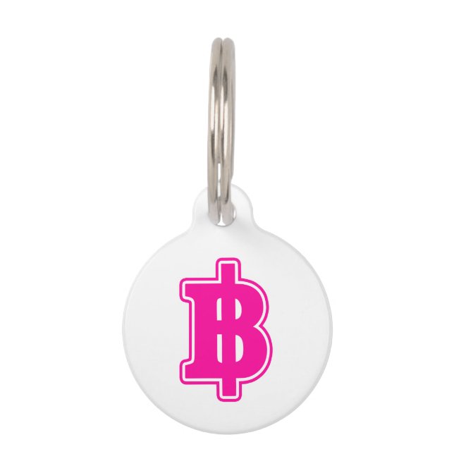 Placa Para Mascotas SEÑAL BAHT ROSA ฿ Dinero tailandés Moneda ฿ (Anverso)