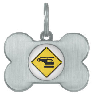 Placa Para Mascotas Señal de precaución de helicóptero