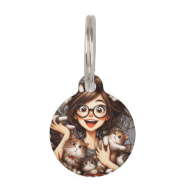 Placa Para Mascotas Señora de los Gatos Locos