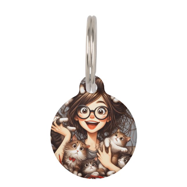 Placa Para Mascotas Señora de los Gatos Locos  (Anverso)