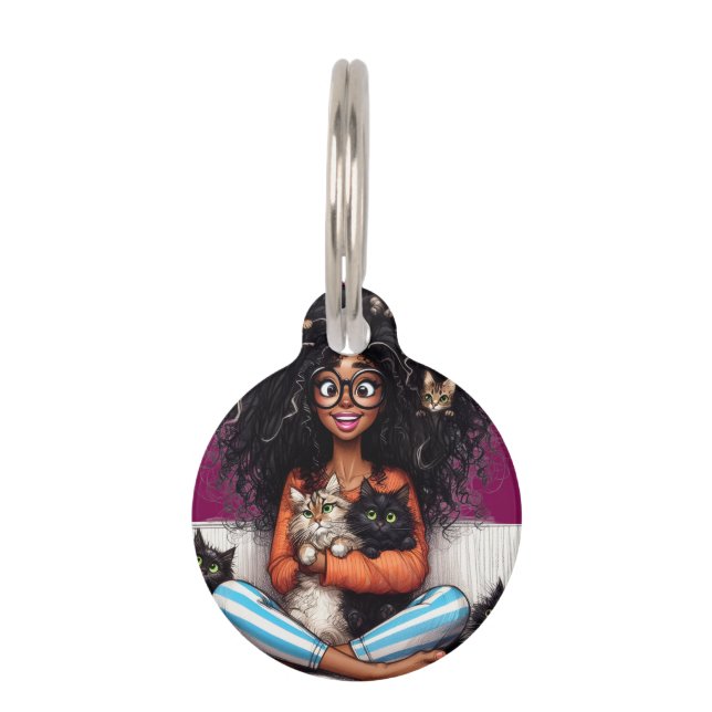 Placa Para Mascotas Señora de los Gatos Locos  (Anverso)