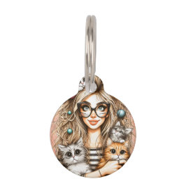 Placa Para Mascotas Señora de los Gatos Locos