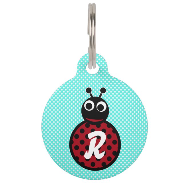 Placa Para Mascotas Señora dulce adorable linda Bug Monogram (Reverso)