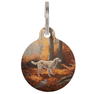 Placa Para Mascotas Setter Inglés en Otoño Hojas Caídas Inspiran