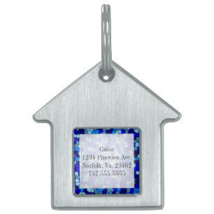 Placa Para Mascotas Shades of Blue Stained Glass by Shirley Taylor