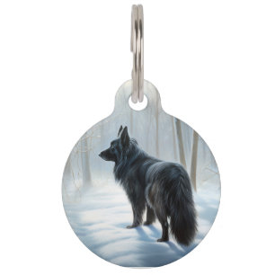 Placa Para Mascotas Sheepdog belga deja que nieva a Navidades