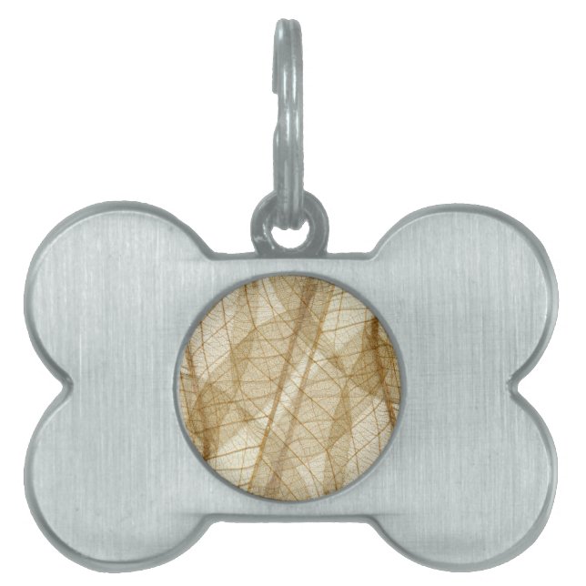 Placa Para Mascotas Sheer Cream Beige Lace Leaves (Frente)