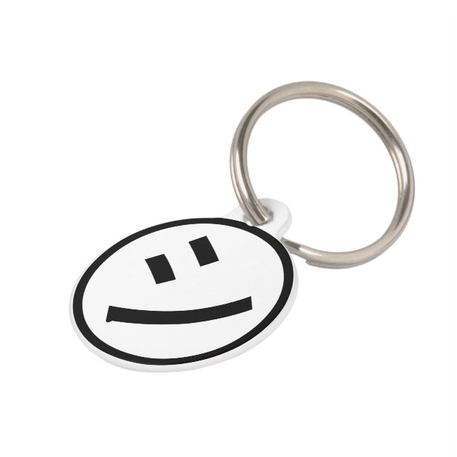 Placa Para Mascotas ㋛ Shi Kana Katakana Emoji sonriente / Emoticon (Lateral)