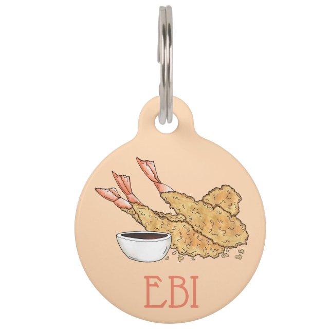 Placa Para Mascotas Shrimp Prawn Ebi Tempura Cocina japonesa (Anverso)
