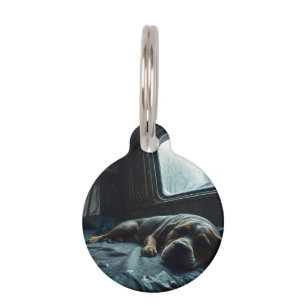 Placa Para Mascotas Siesta de perro soñoliento en RV