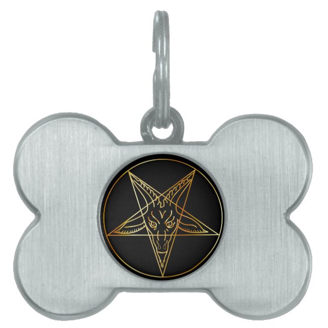Placa Para Mascotas Sigil de oro de Baphomet (Frente)