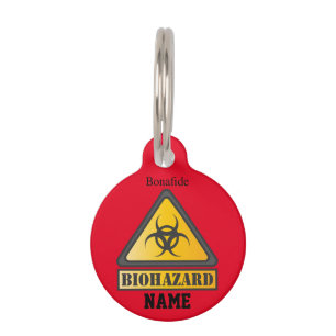 Placa Para Mascotas Signo de advertencia de peligro biológico divertid
