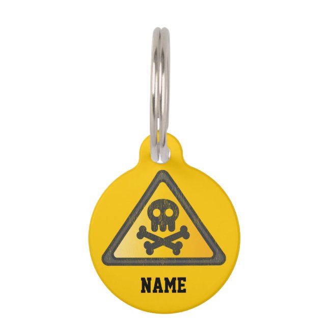 Placa Para Mascotas Signo de advertencia divertida Thunder_Cove (Anverso)