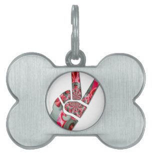 Placa Para Mascotas Signo de paz de mano