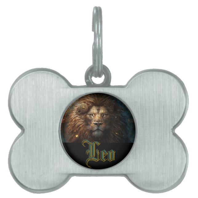 Placa Para Mascotas Signo zodiacal de Leo (Frente)