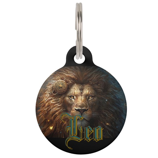 Placa Para Mascotas Signo zodiacal de Leo (Anverso)