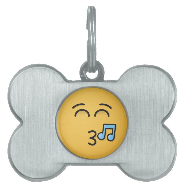 Placa Para Mascotas Silbando cara con ojos sonrientes (Frente)