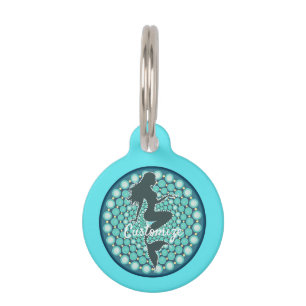 Placa Para Mascotas Silhouette de sirena en burbujas Thunder_Cove