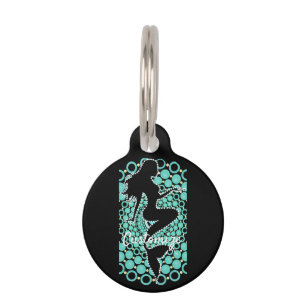 Placa Para Mascotas Silhouette de sirena en burbujas Thunder_Cove